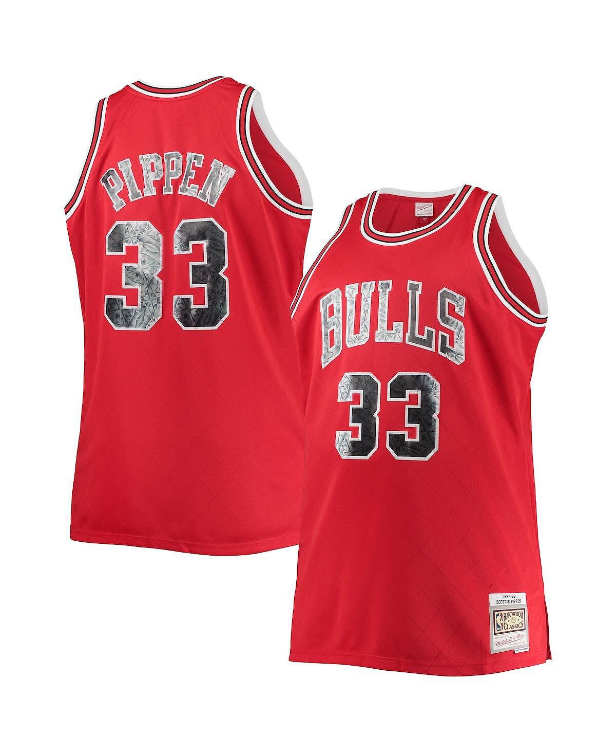 

Мужская футболка scottie pippen red chicago bulls big and tall 1997-98 nba 75th anniversary diamond swingman jersey Mitchell & Ness, красный