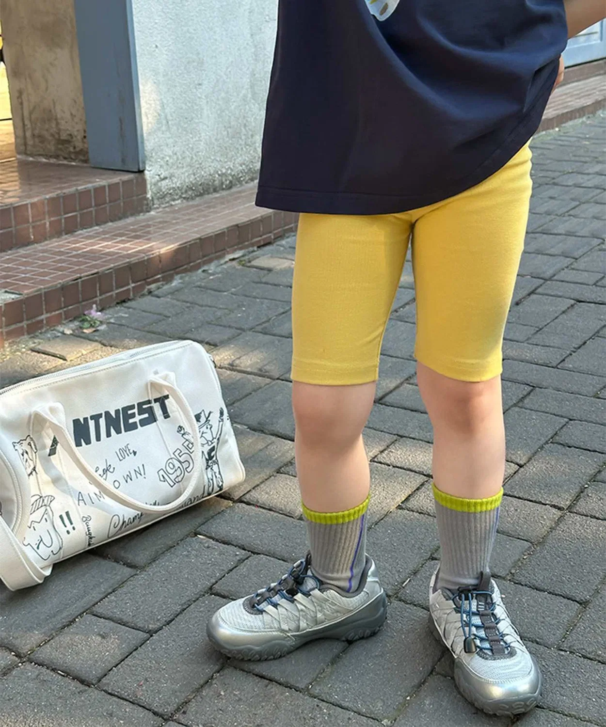 Детские леггинсы до колена с резинкой на поясе aimoha, Yellow