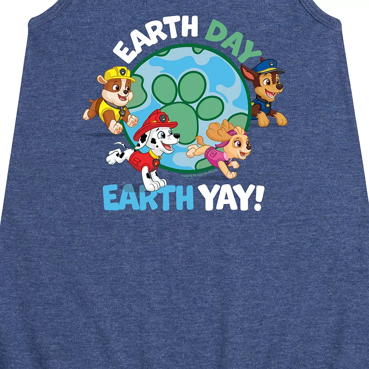 Детское платье-трапеция без рукавов с принтом Paw Patrol Earth Day Yay PAW Patrol, Heather Navy — фото 2