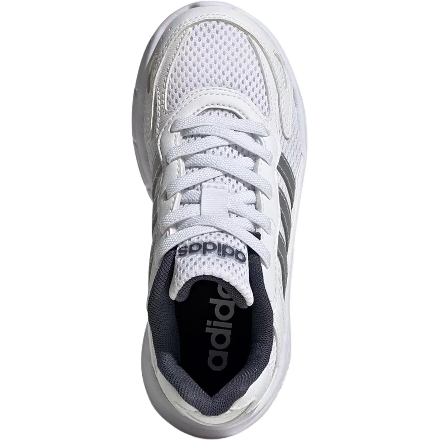 Детские кроссовки для бега с сетчатым верхом Adidas, Cloud White/Silver/Marine Blue — фото 4