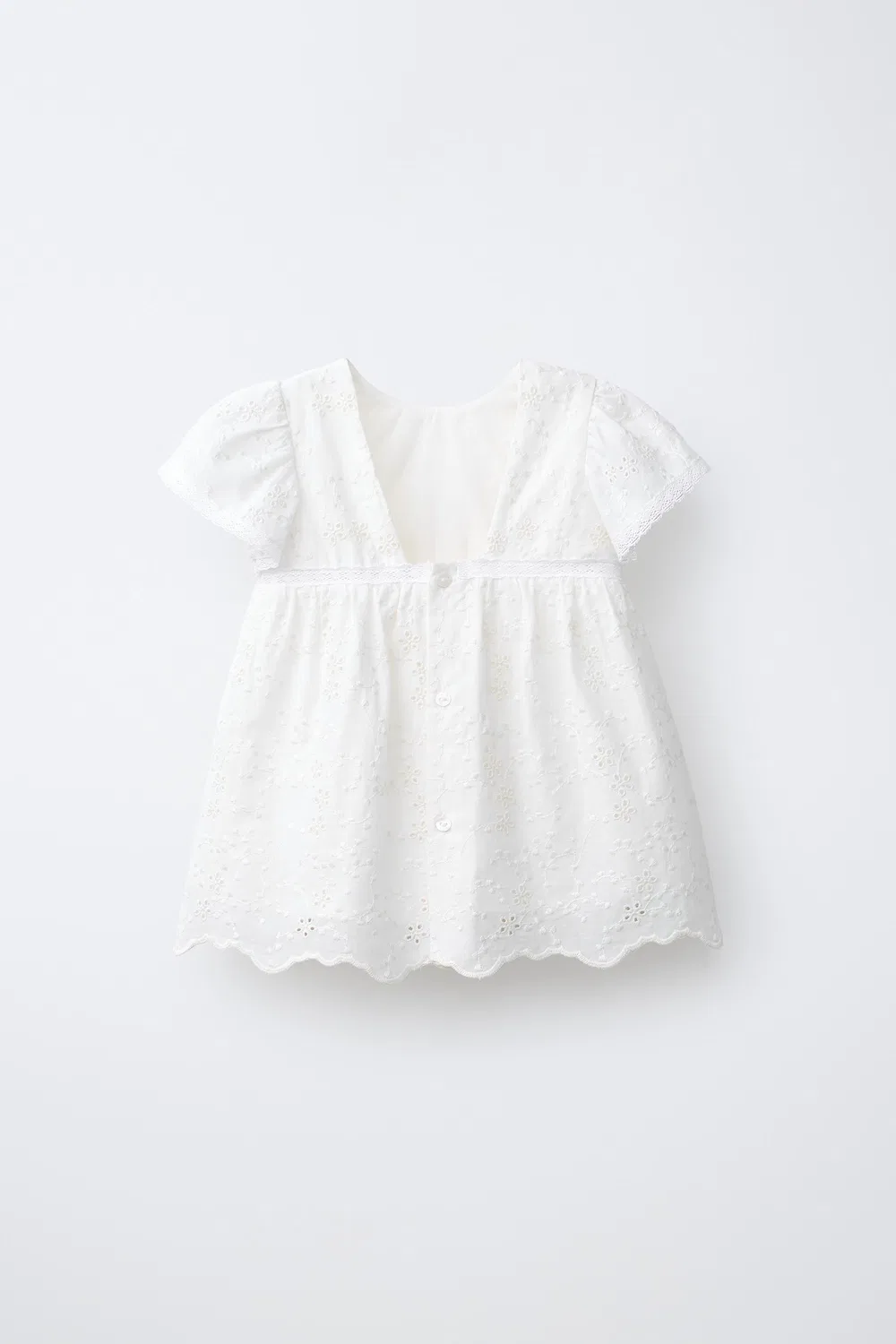 Платье с вышитым цветочным узором ZARA, White — фото 2