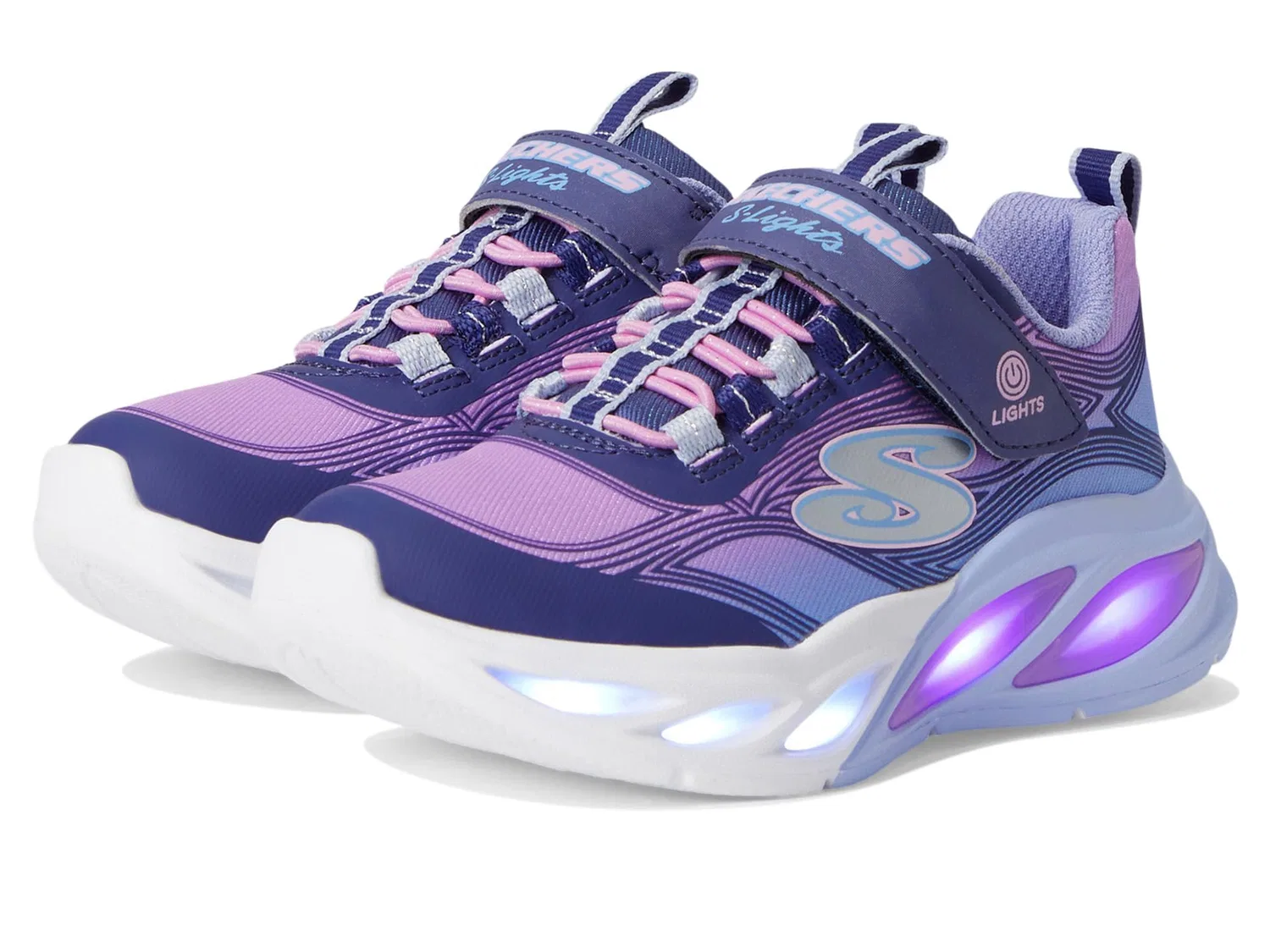 Детские кроссовки для девочек с подсветкой Skechers, Navy Multicolor