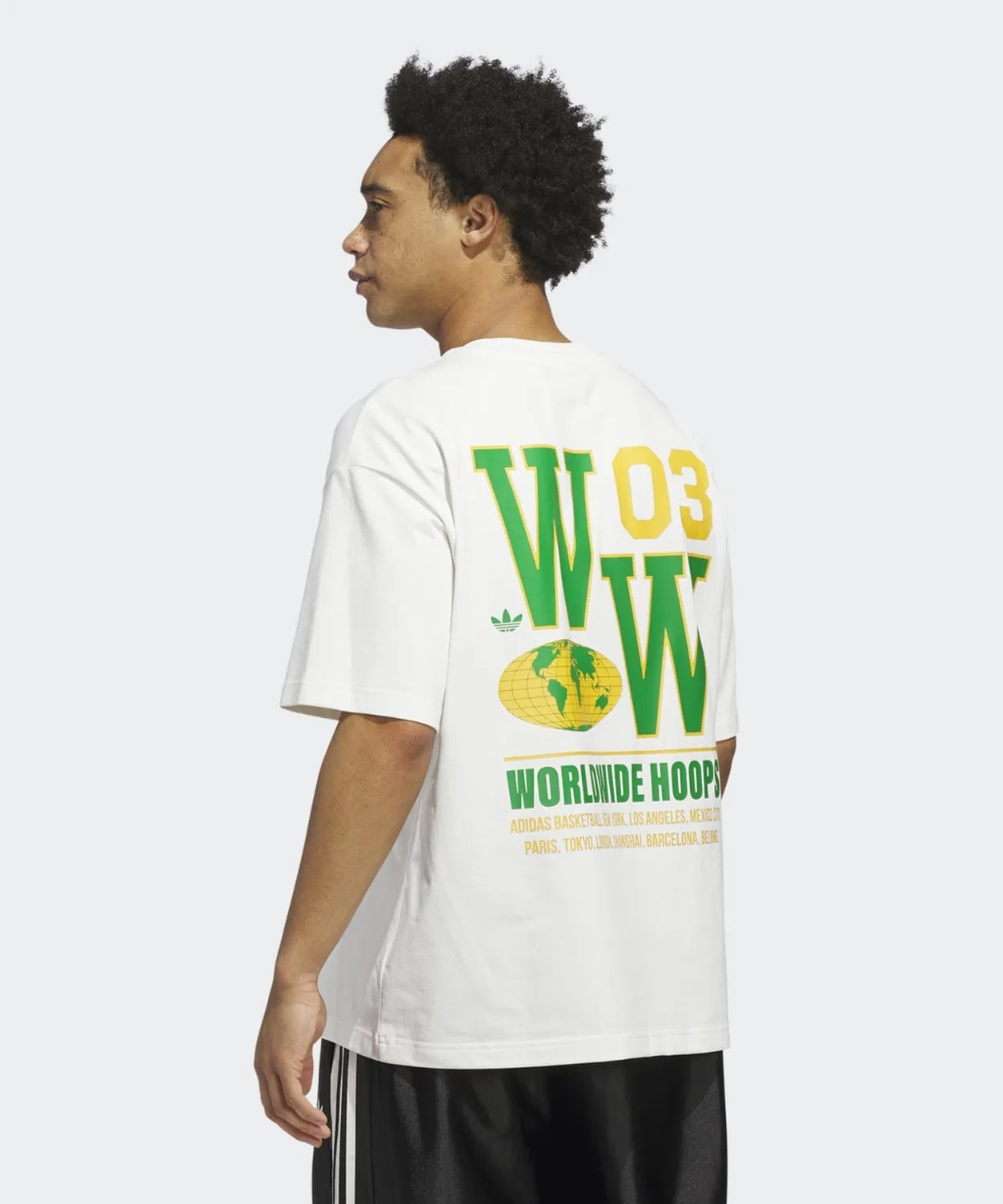 Мужская футболка с принтом Worldwide Hoops Spotlight GFX Adidas Originals, Белая — фото 4
