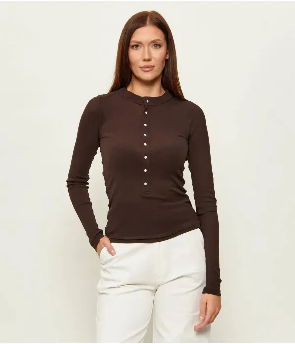 Блузка Хенли slim fit Polo Ralph Lauren, коричневый