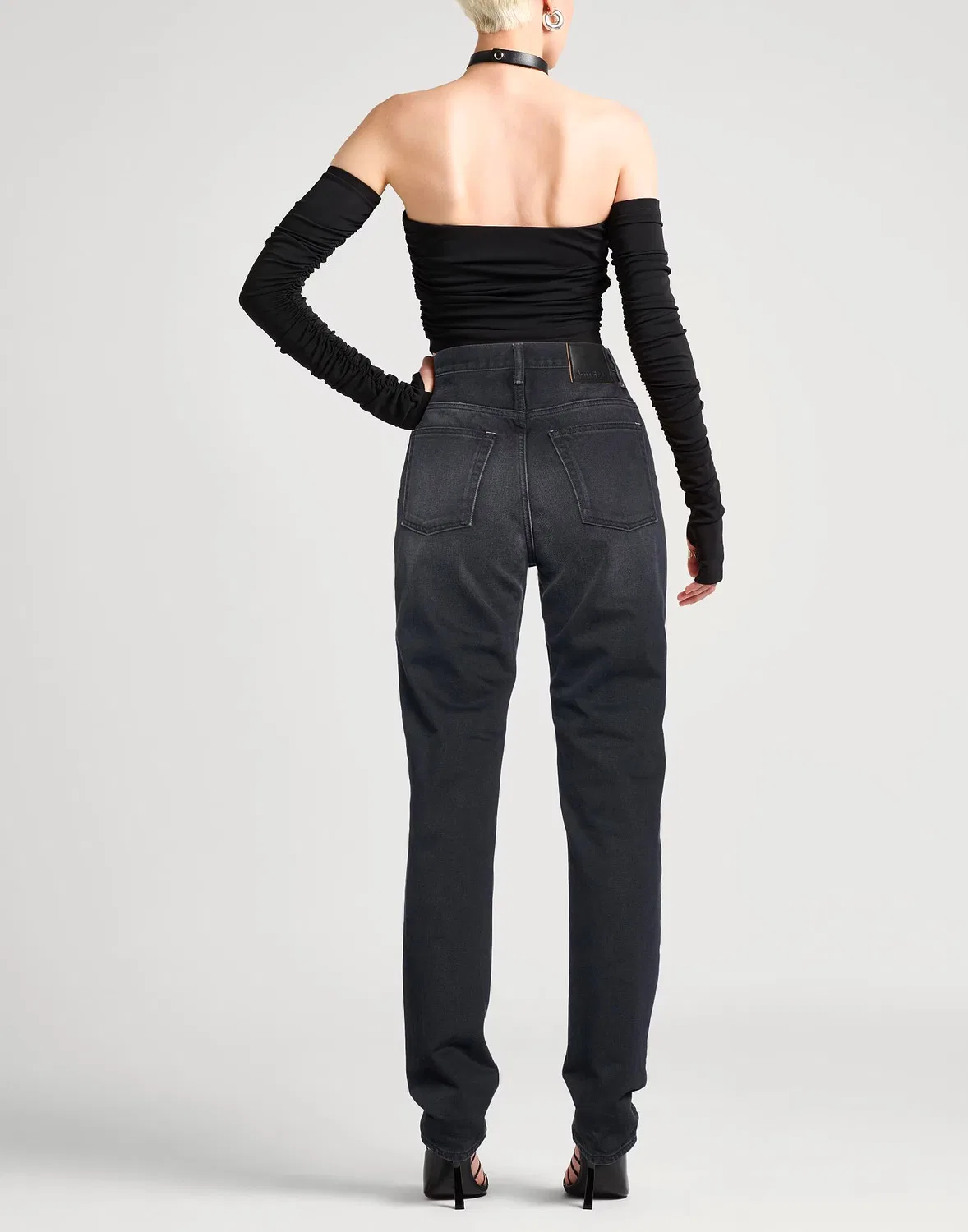 Женские джинсы прямого кроя с потертостями Acne Studios, черный — фото 3