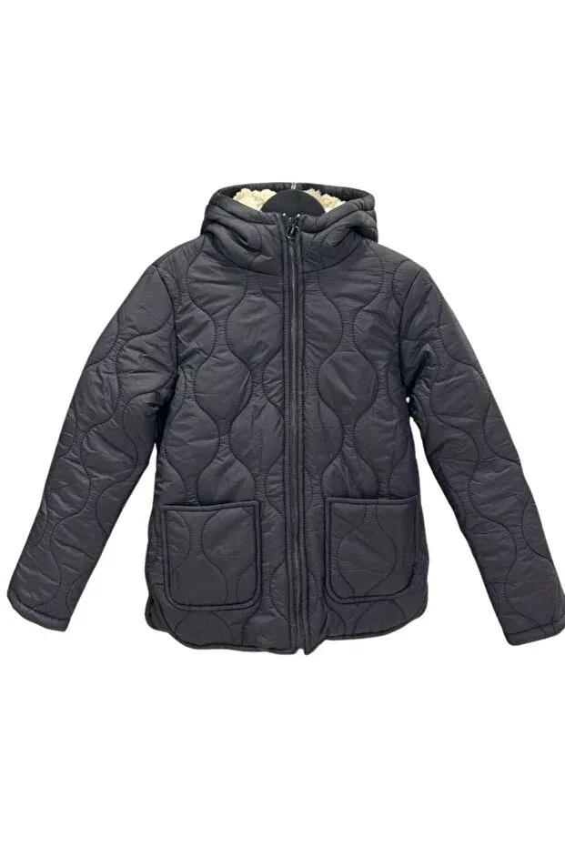 Детское пальто для девочек с капюшоном Wakawakakidsstore, Black