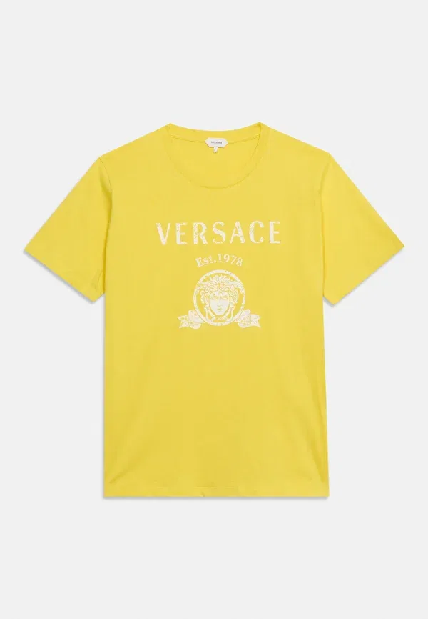 Футболка унисекс с принтом в университетском стиле Versace, белый/желтый