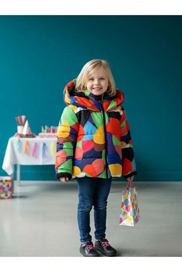 Детское пальто для девочек с принтом Zekids, Colored — фото 3