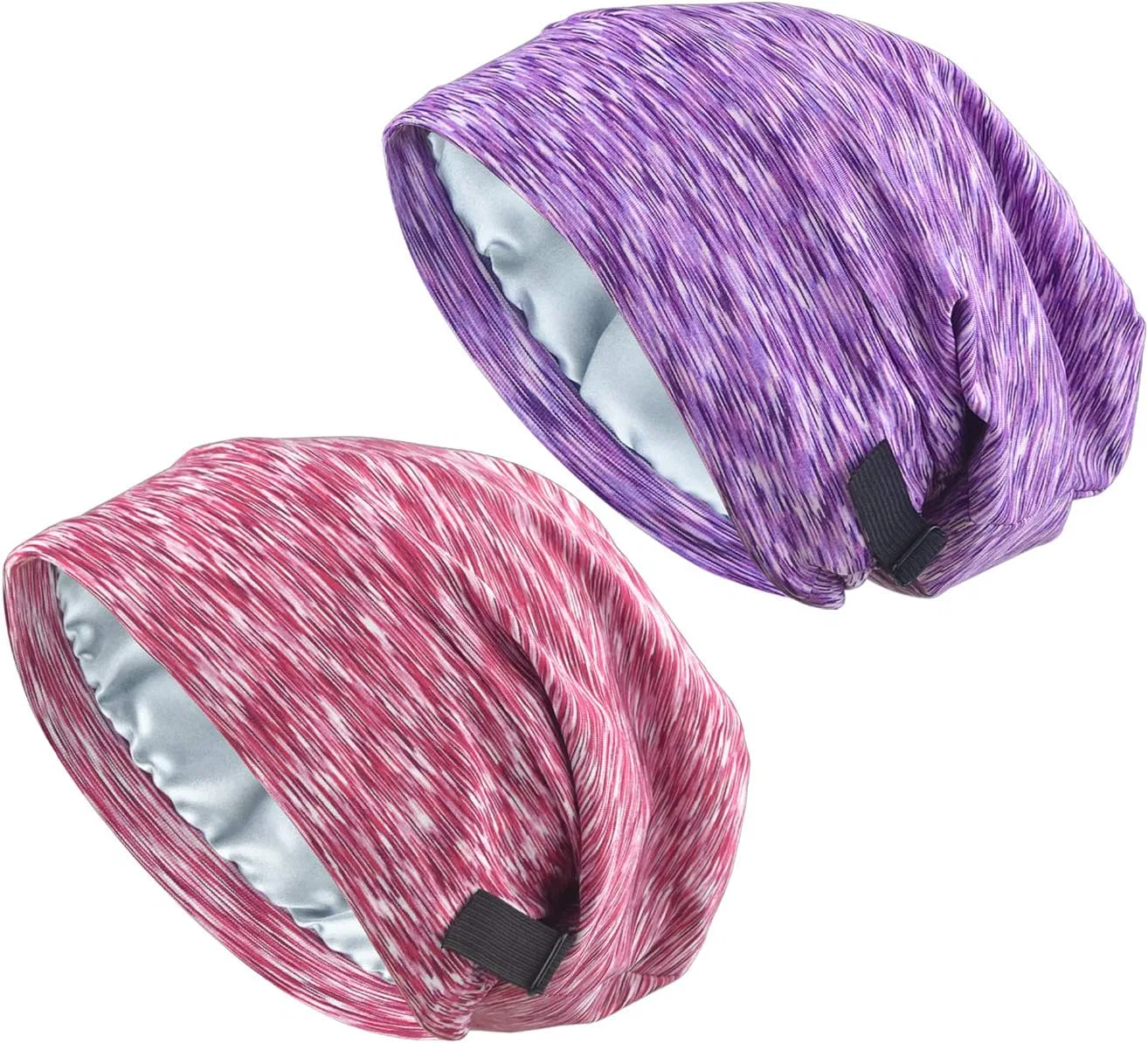 Шапочка для душа Satin Lined Nightcap, 2 шт, RYEETO, Красный+Фиолетовый
