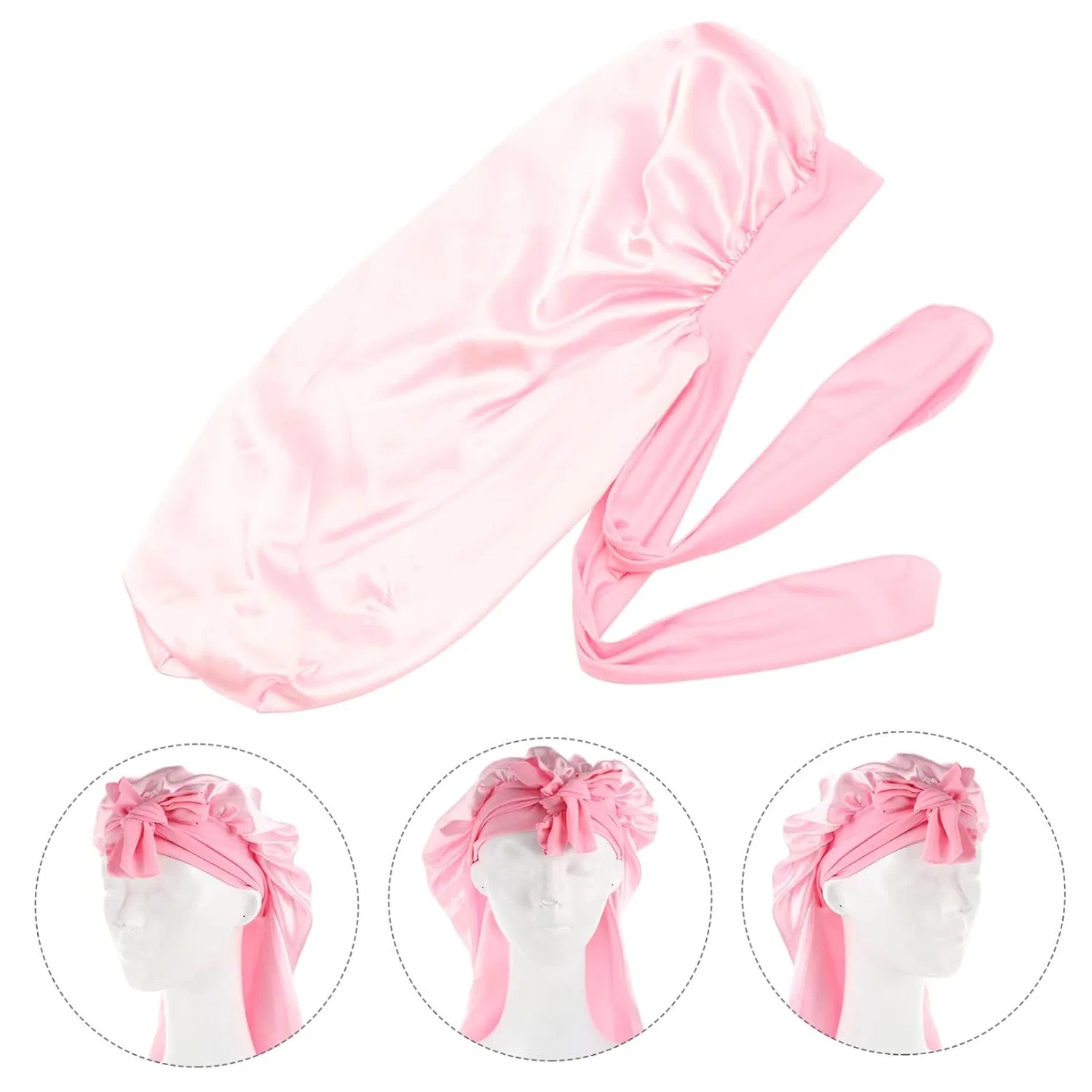 Шапочка для душа Satin, FRCOLOR, 3 шт, 77x32 см, Розовый — фото 2