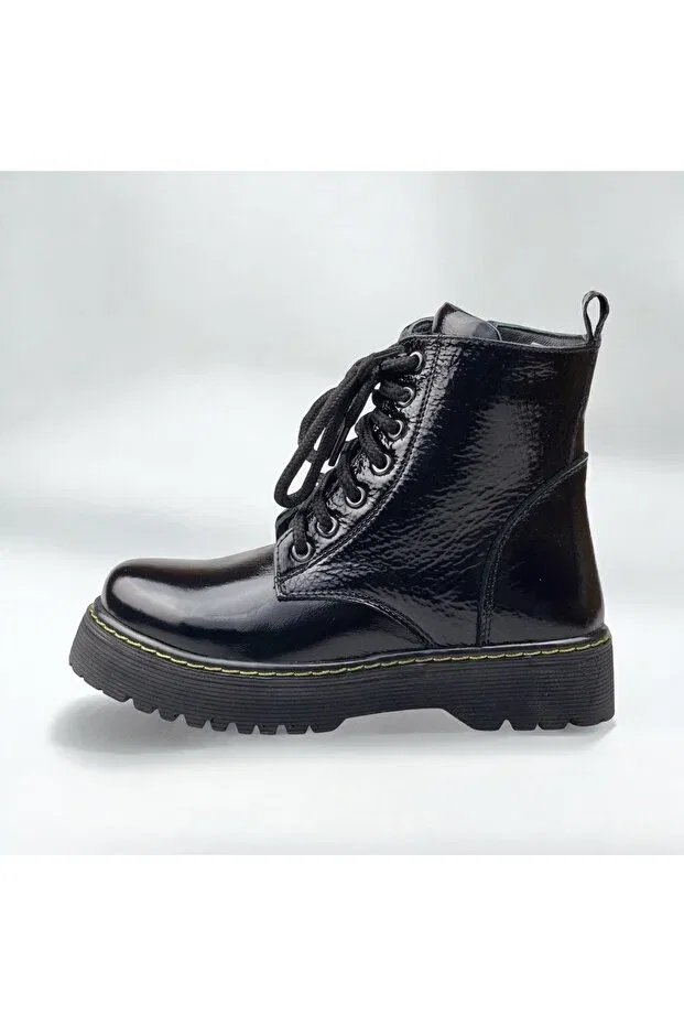 Детские ортопедические ботинки для девочек с молнией и шнуровкой Jojo Kids, Black Patent Leather 1