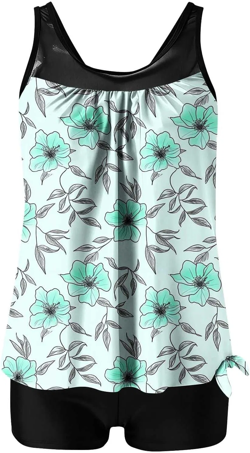 Женский танкини-купальник с принтом бoho, Summer Swimwear, Green
