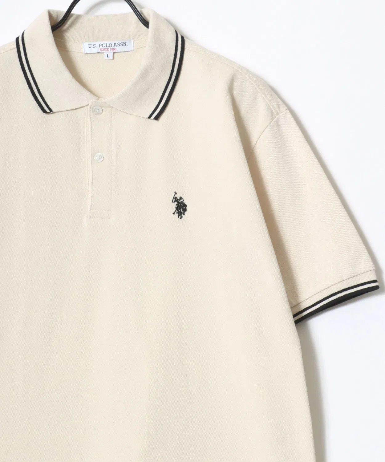 Женская/Мужская футболка-поло с принтом U.S. POLO ASSN., Белый/Темно-синий — фото 2