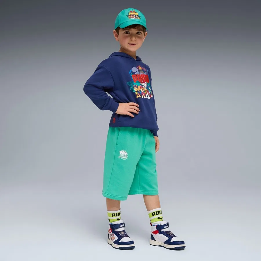 Детские спортивные шорты с принтом Paw Patrol Puma, Зеленый — фото 3