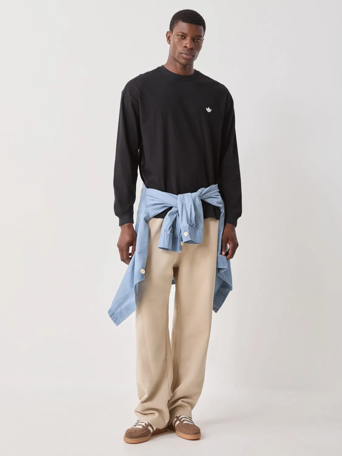 Футболка с длинным рукавом Trefoil Essentials, adidas Originals, черный — фото 2