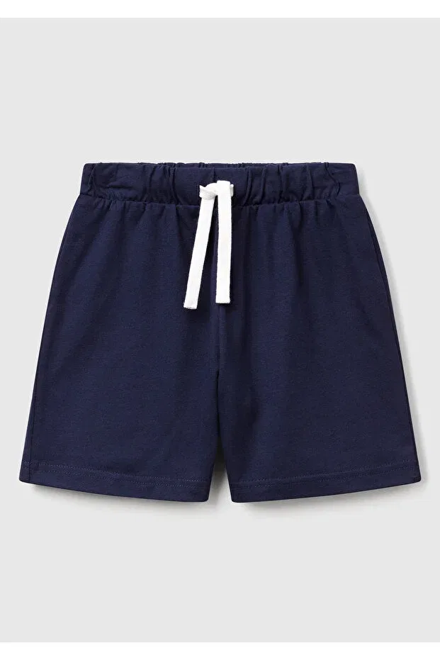 Детские шорты для мальчиков хлопковые Benetton logo bermuda combed cotton shorts United Colors Of Benetton, Navy Blue