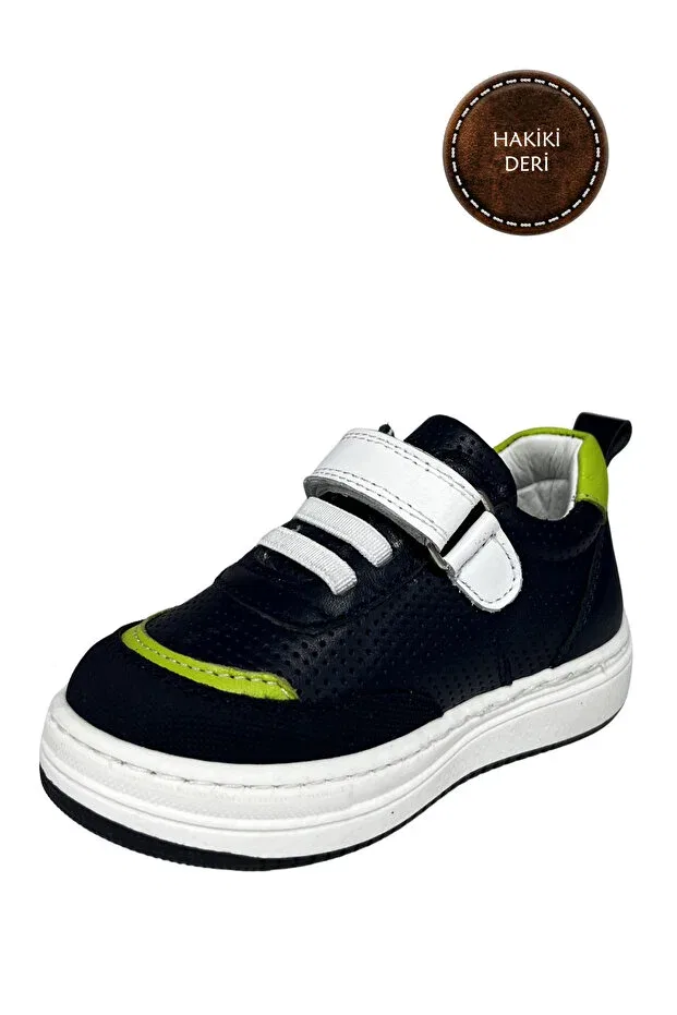 Детские туфли для девочек с ортопедической стелькой Şenler Bebe World Kids, Navy Blue-White-Pistachio Green — фото 4