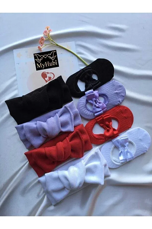 Детский комплект носков для девочек с принтом Myhubi, Black Red Lilac White