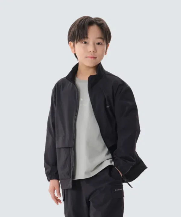 Ветровка с высоким воротником, аэр, Snowpeak Apparel Kids, черный