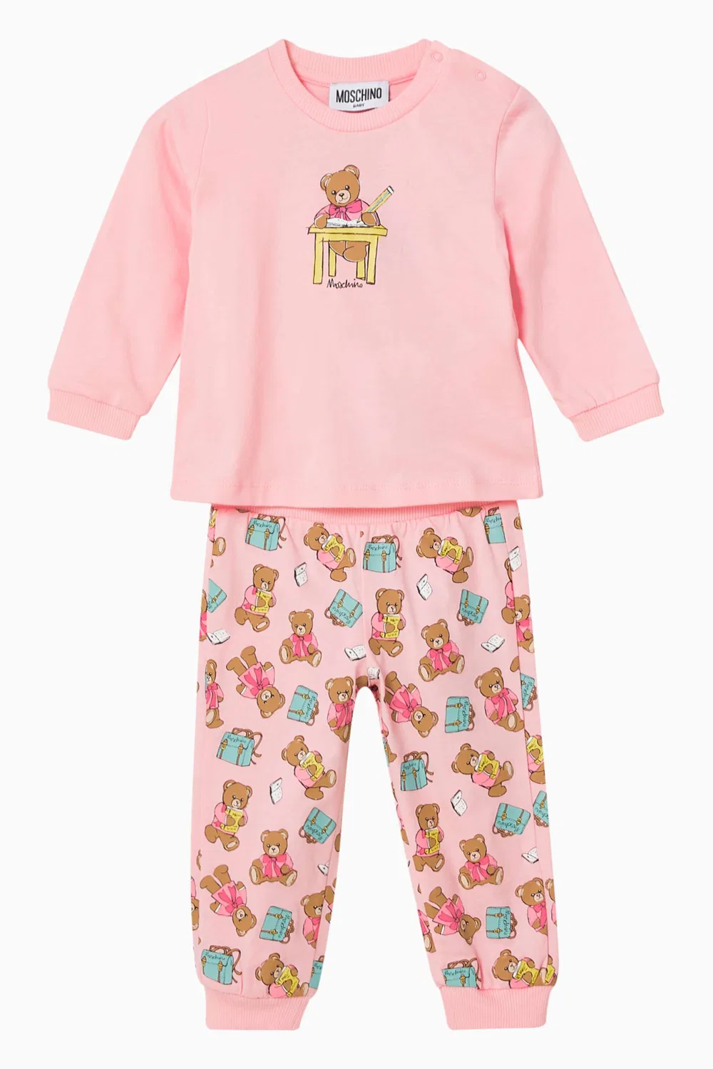 Moschino Комплект пижамы с принтом медвежонка из хлопка, розовый