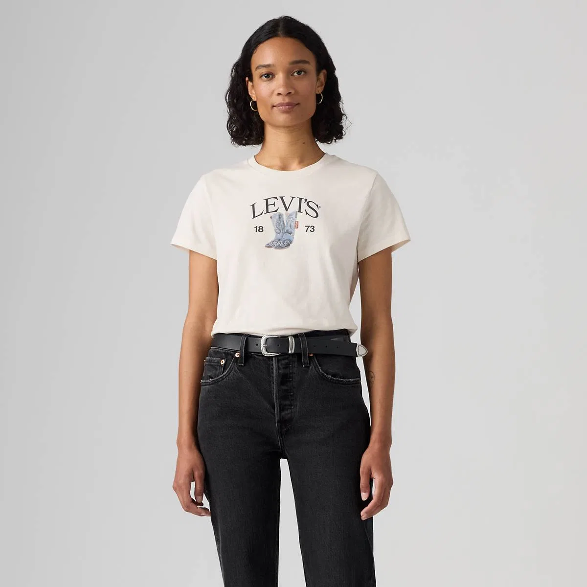 Футболка с идеальным графическим рисунком Levi's, Levi'S Denim Boots Egret - White — фото 3