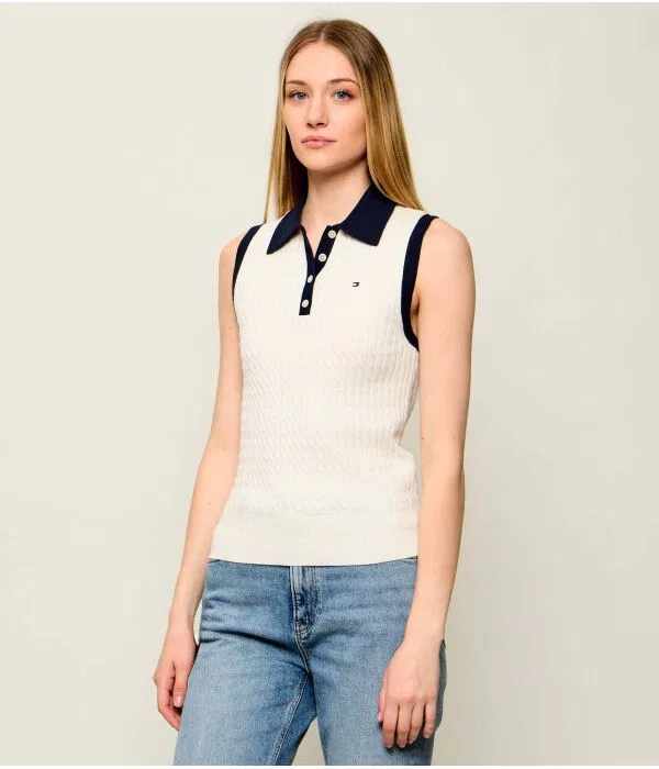 Женское поло Slim Fit Tommy Hilfiger, Écru