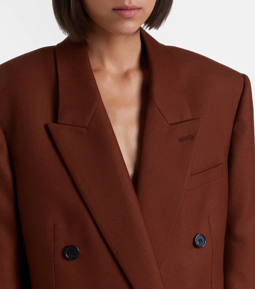 Двубортный кашемировый блейзер Saint Laurent, коричневый — фото 3