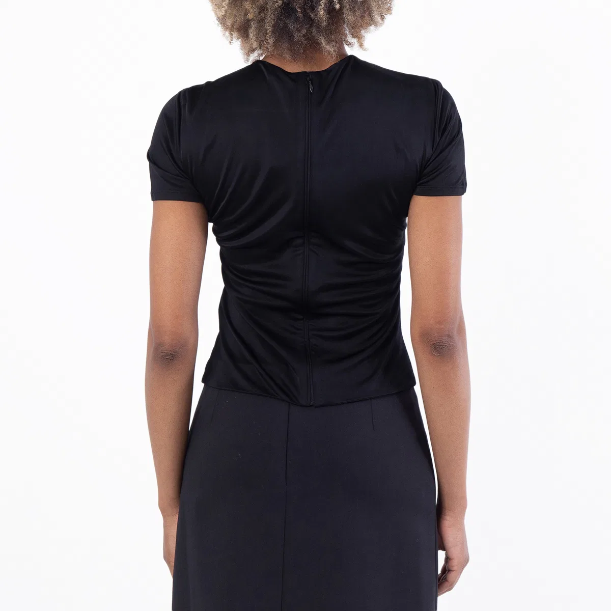 Топ из вискозы с драпировкой Safety Pin Gathered Viscose Top Versace, Black — фото 3