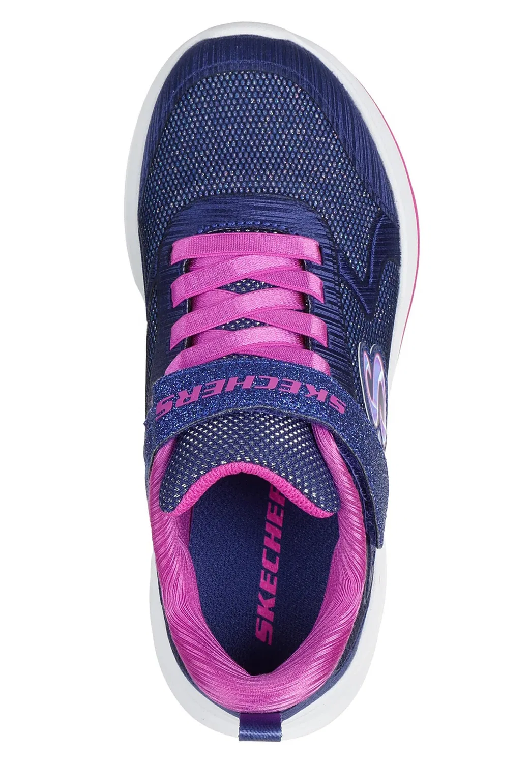 Детские кроссовки с блестящим верхом из сетки Wave 92 Skechers, Dunkelblau / Weiss — фото 3