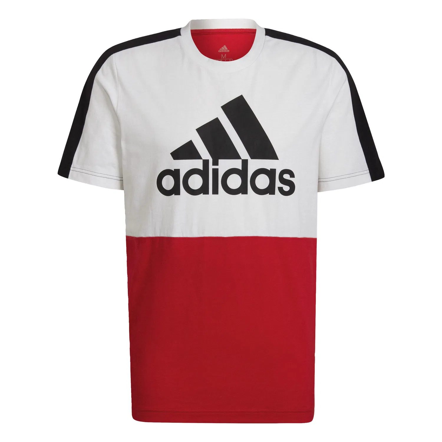 Мужская футболка с цветовой блокировкой Essentials Colorblock Single Jersey, Adidas, Weiss / Scharlachrot — фото 2