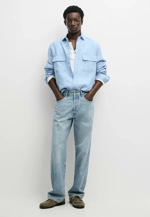 Рубашка из льна Massimo Dutti Dark Blue, темно-синий — фото 2