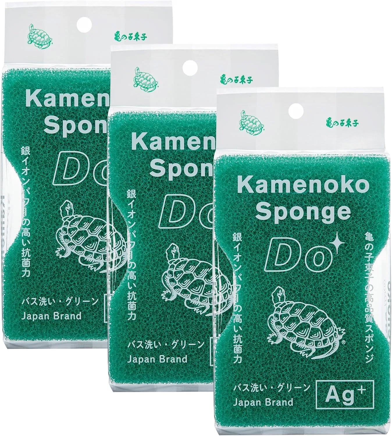 Губки для ванны Набор 3 шт, KAMENOKO TAWASHI, Зеленый