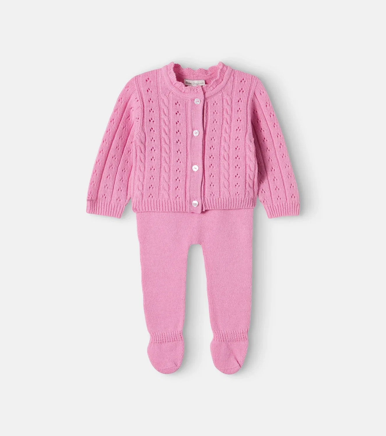 Комплект из кардигана и леггинсов Candy Pointelle Knit Bebe Organic, розовый
