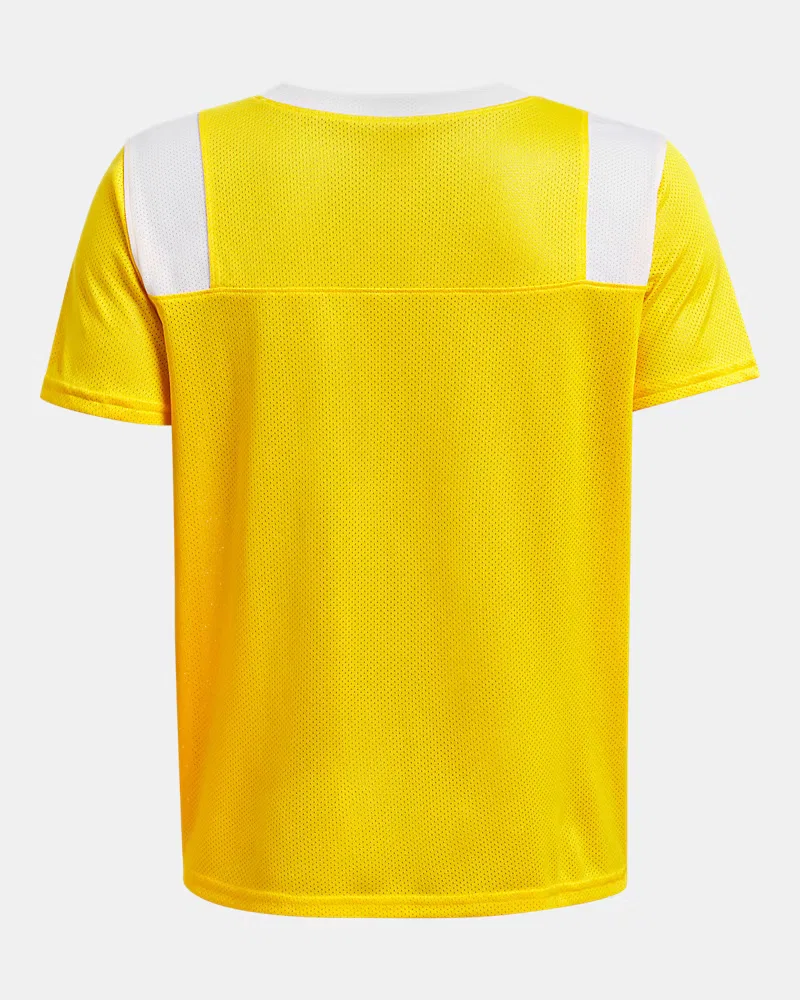 Детская спортивная футболка из дышащей сетки UA Big Win Flag UnderArmour, Steeltown Gold/White — фото 4