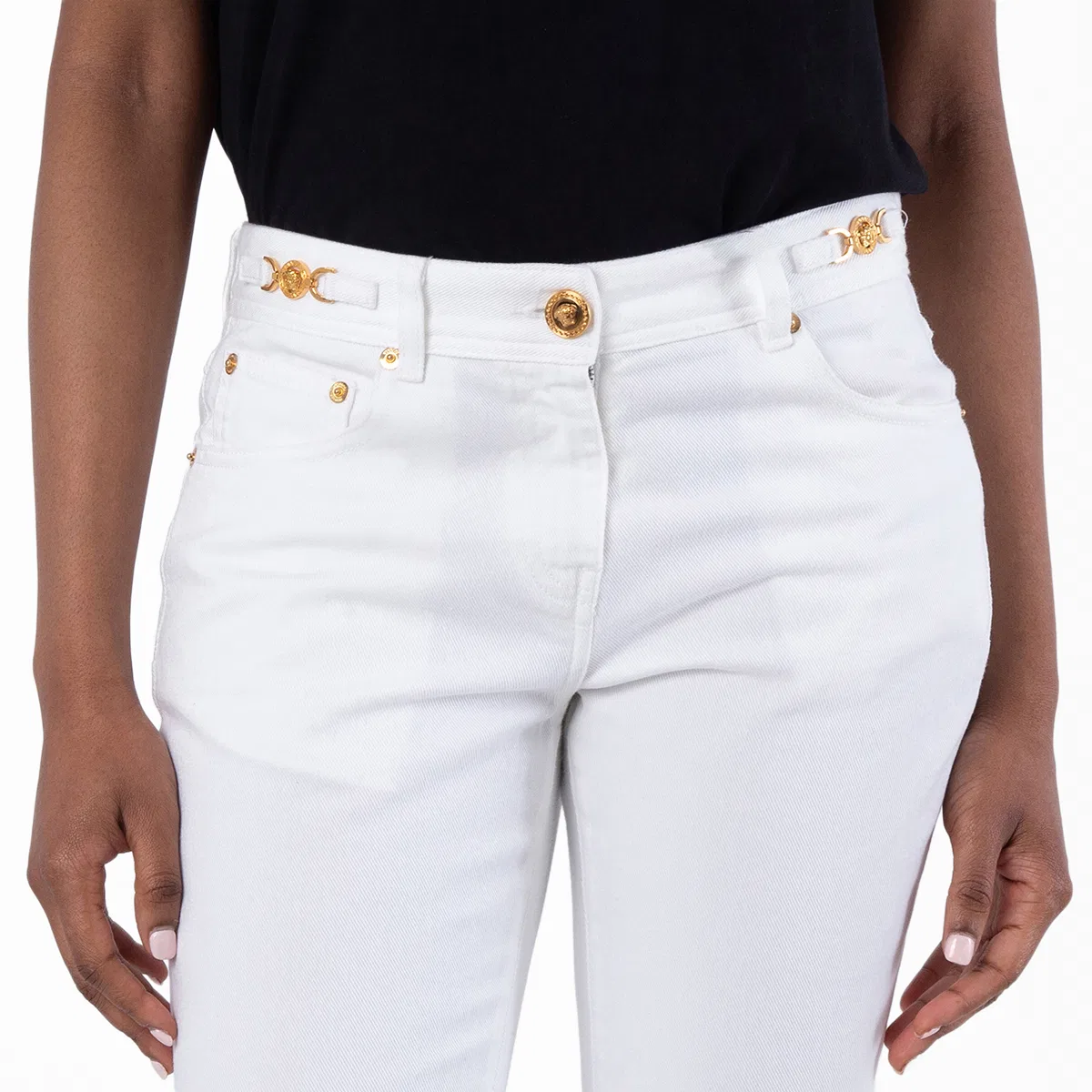 Джинсы клеш укороченные White Cropped Flared Jeans Versace, White — фото 2