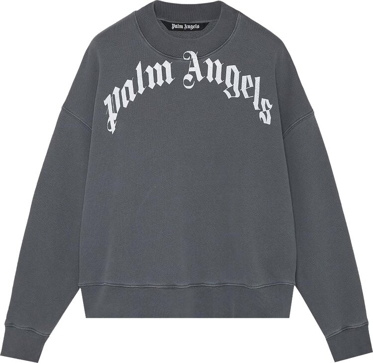 

Толстовка Palm Angels GD Curved Logo Crew 'Black/White', черный