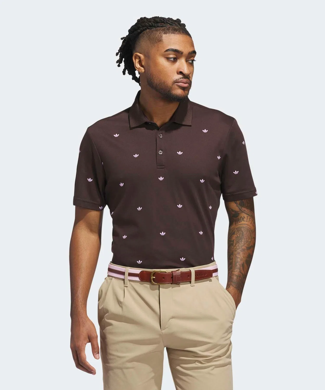 Мужская футболка-поло с принтом Monogram Adidas Golf, Dark Brown