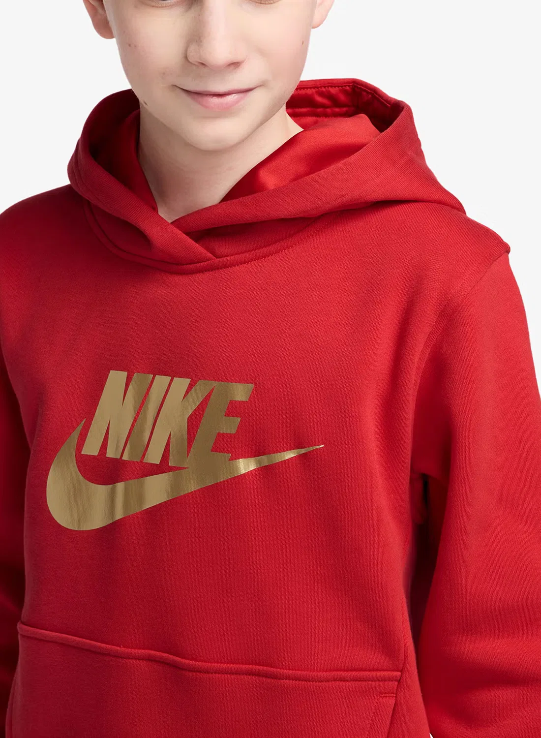 Худи из футера с вышивкой Nike NSW Club Fleece, красный — фото 3