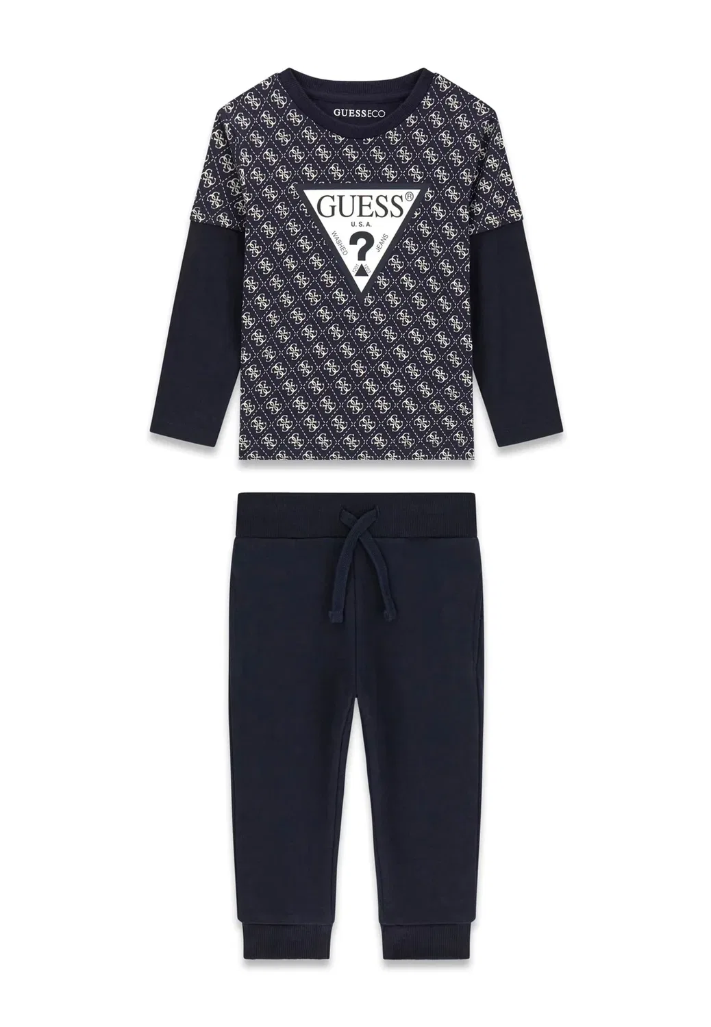 Футболка и комплект чулков - брюки спортивного костюма Guess, Mehrfarbig Grundton Blau — фото 4