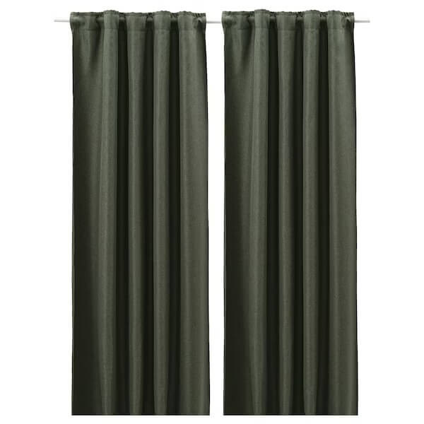 

Шторы частично затемняющие Annakajsa, 2 штуки, 145x250 см, темно-зеленый