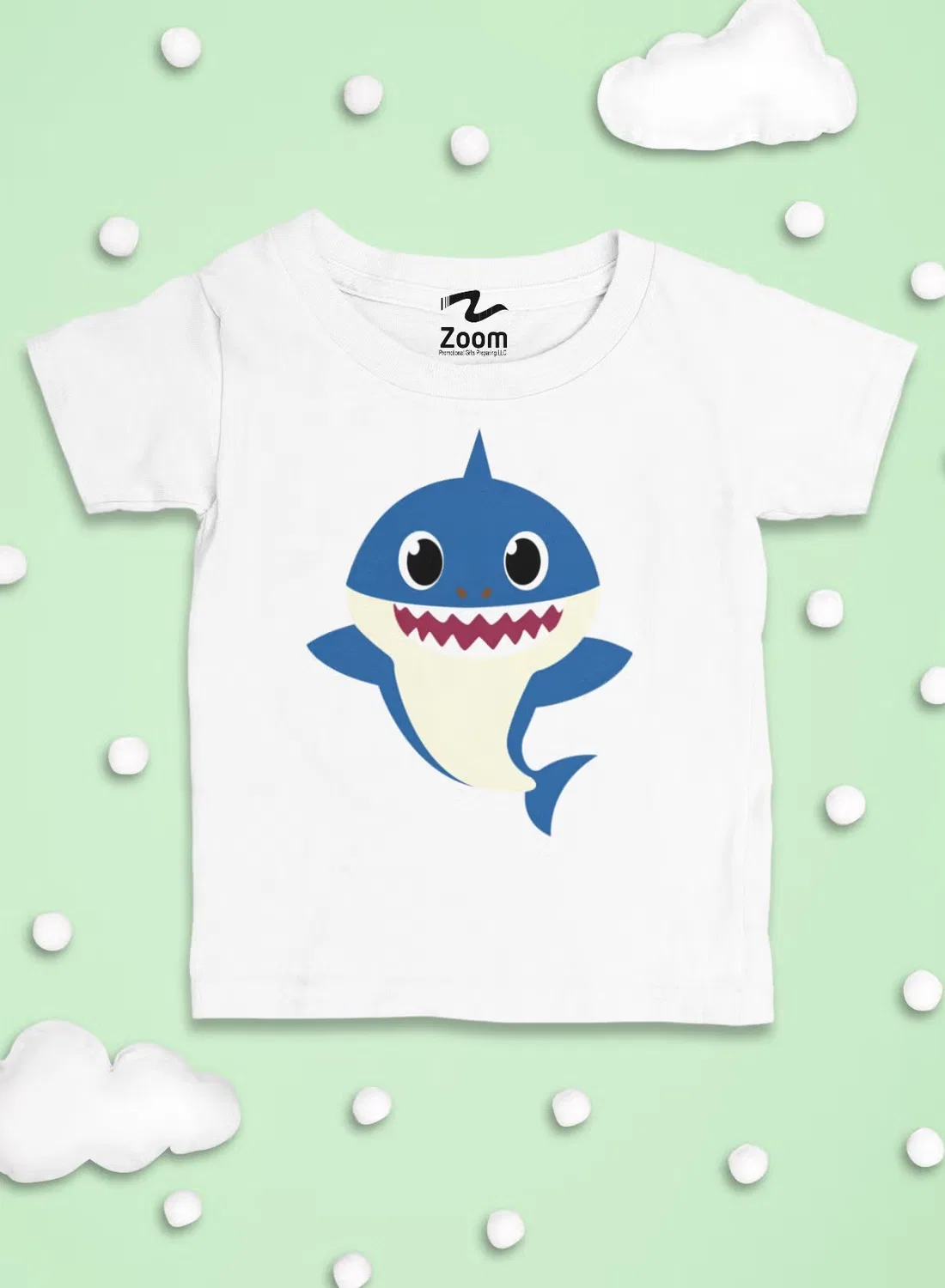Футболка детская с принтом Baby Shark Zoom, белый
