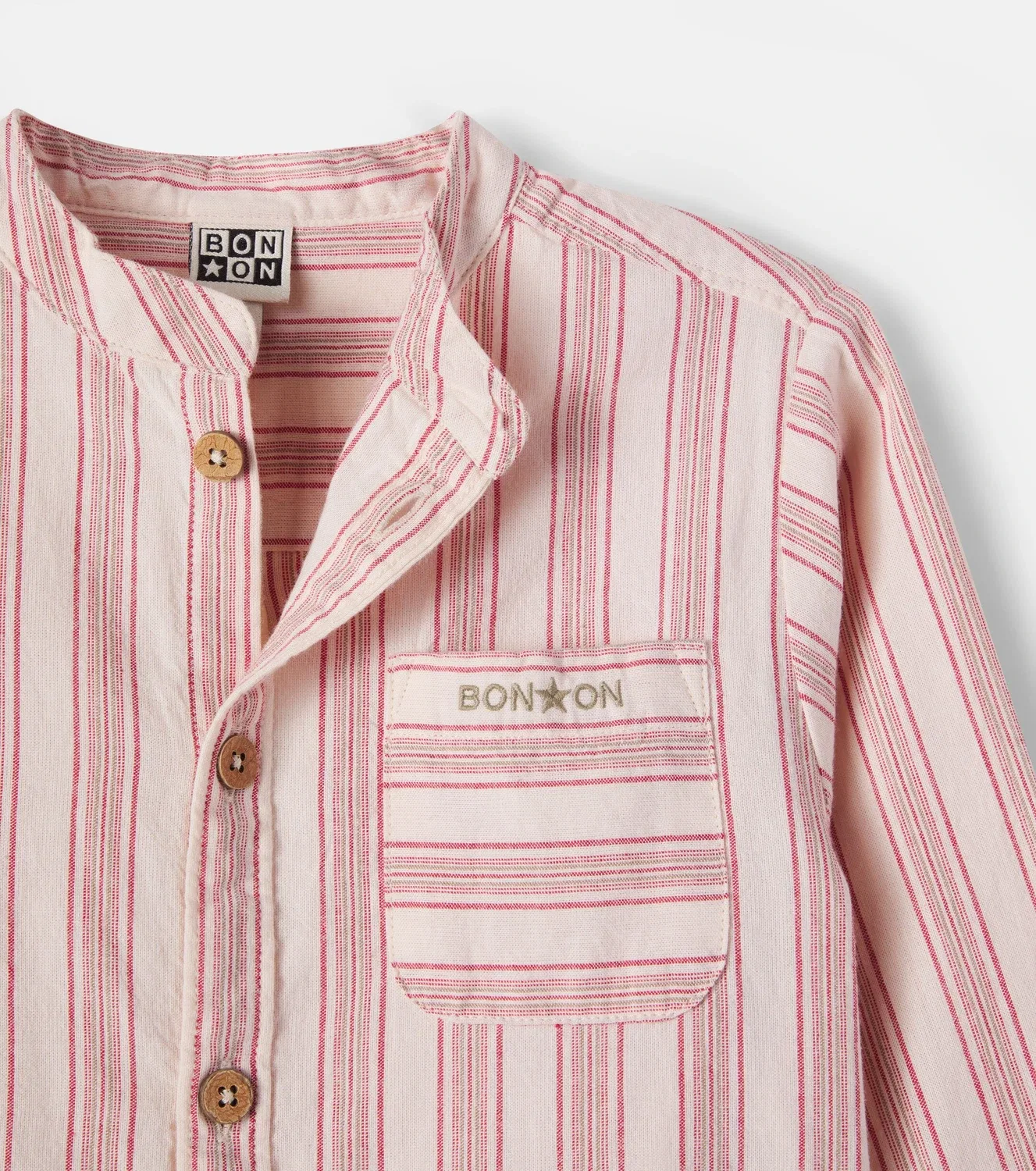 Блузка с воротником-стойкой Rayures Viva Bonton, бежевый — фото 3