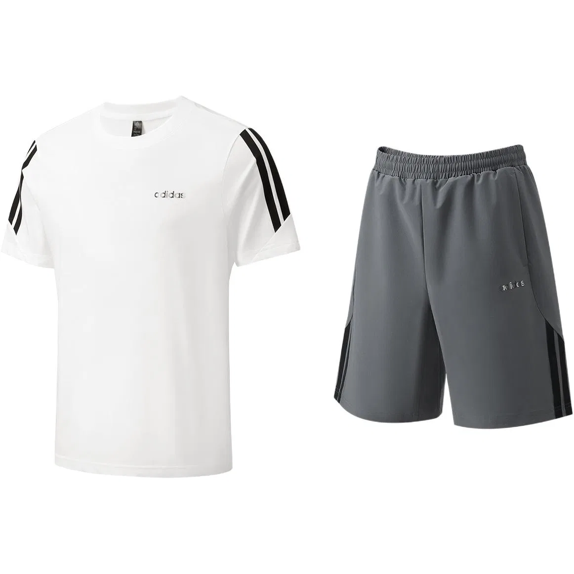 Детский комплект спортивной одежды с круглым вырезом Adidas, Set (White Top+Gray Bottom)