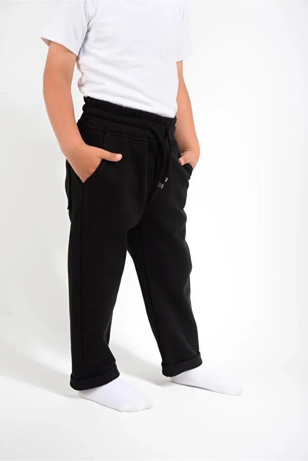 Детские спортивные штаны для мальчиков с карманами Lakos Fabric Kidspitircik, Black