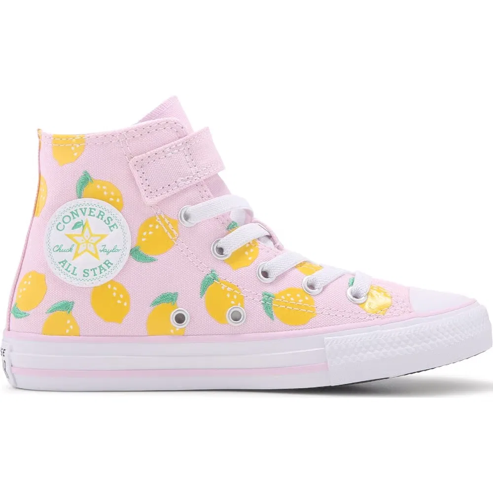 Детские высокие кроссовки Chuck Taylor All Star 1V Converse, Pink/Lemons — фото 2