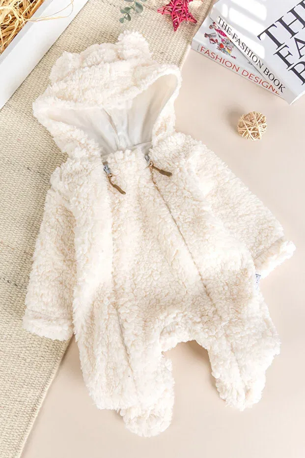 Детский комбинезон с капюшоном Welsoft plush winter Babymod, Cream