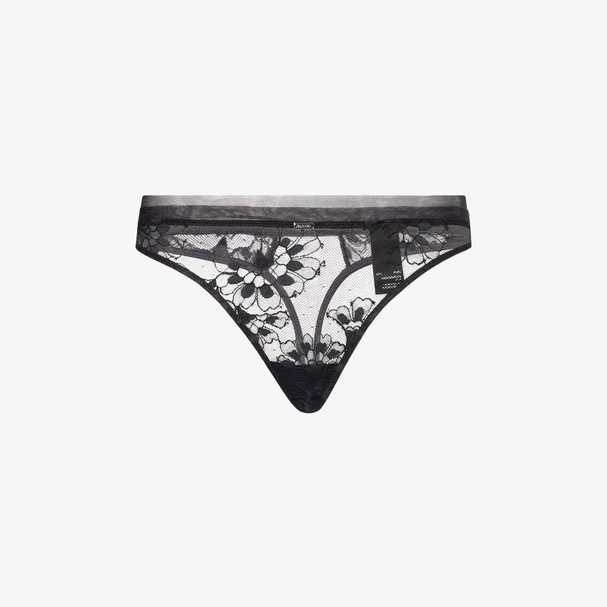 Стринги Ck с цветочным принтом и эластичным кружевом Calvin Klein, черный