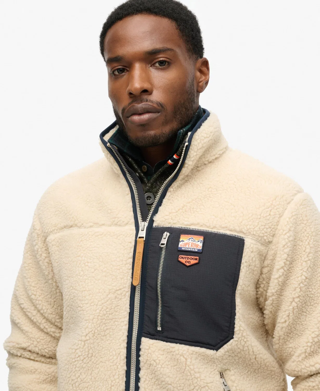 Мужская куртка из флиса Vintage с молнией Superdry, beige oats — фото 3