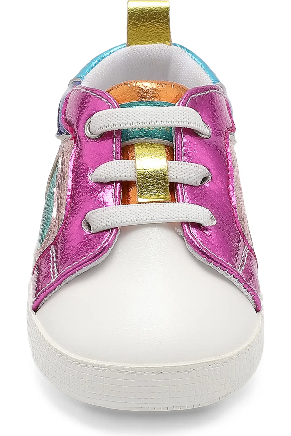 Детские туфли-пинетки с радужным металлическим верхом Luckson Heart Kurt Geiger London, Pink Multi — фото 3