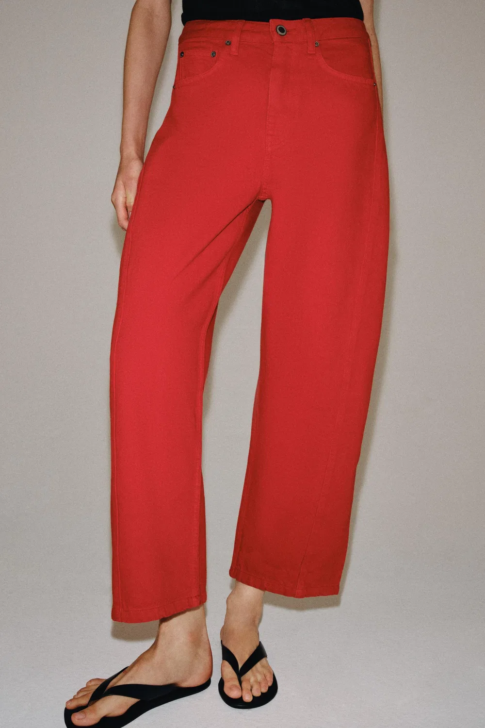 Джинсы свободного кроя средней посадки из коллекции ZW ZARA, Red — фото 2
